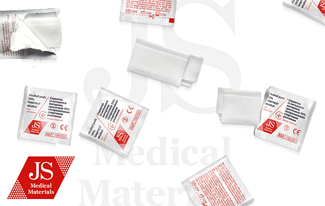 Серветка із нетканного матеріалу просочена 70% ізопропиловим спиртовим розчином JS 56 х 65 мм